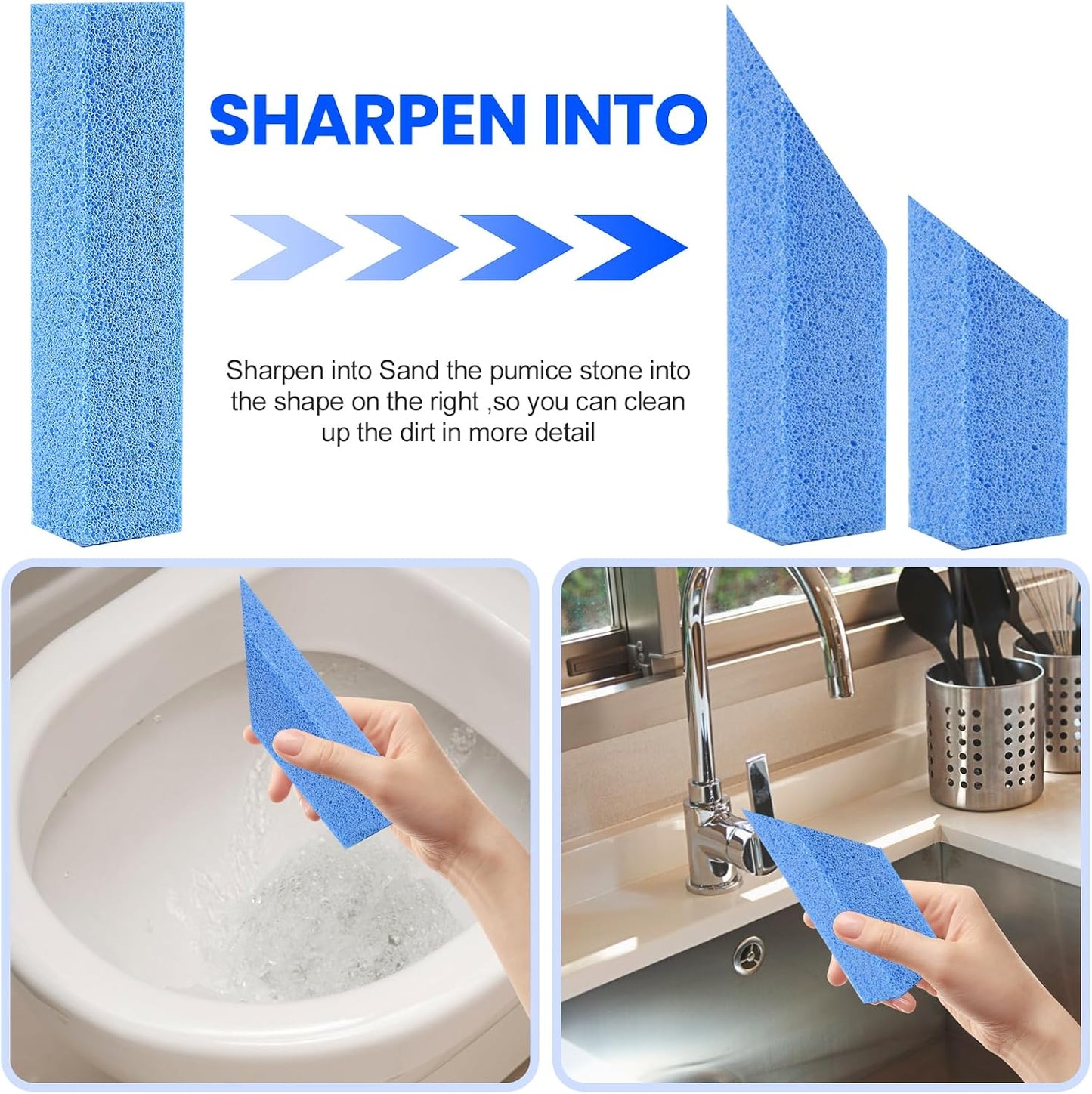 Riuja 6 Pack Pumice Stone Toilet Bowl Cleaner, Pumice Stone for Cleaning | Scouring Stick Removes Hard Water Ring & Rust Stain, Easy to Shape Powerfully Cleans Toilets, Ceramic, Grill, Tub, Pool, Sink