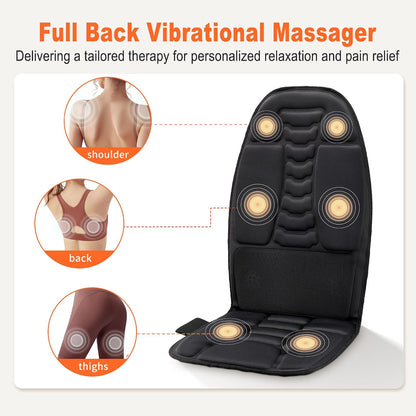 Massage Seat Cushion with Heat, 6-Motor Vibration Back Massager for Chair, Chair Massager Pad with 4 Modes & 3 Intensities for Office Chair, Sofa and Recliner