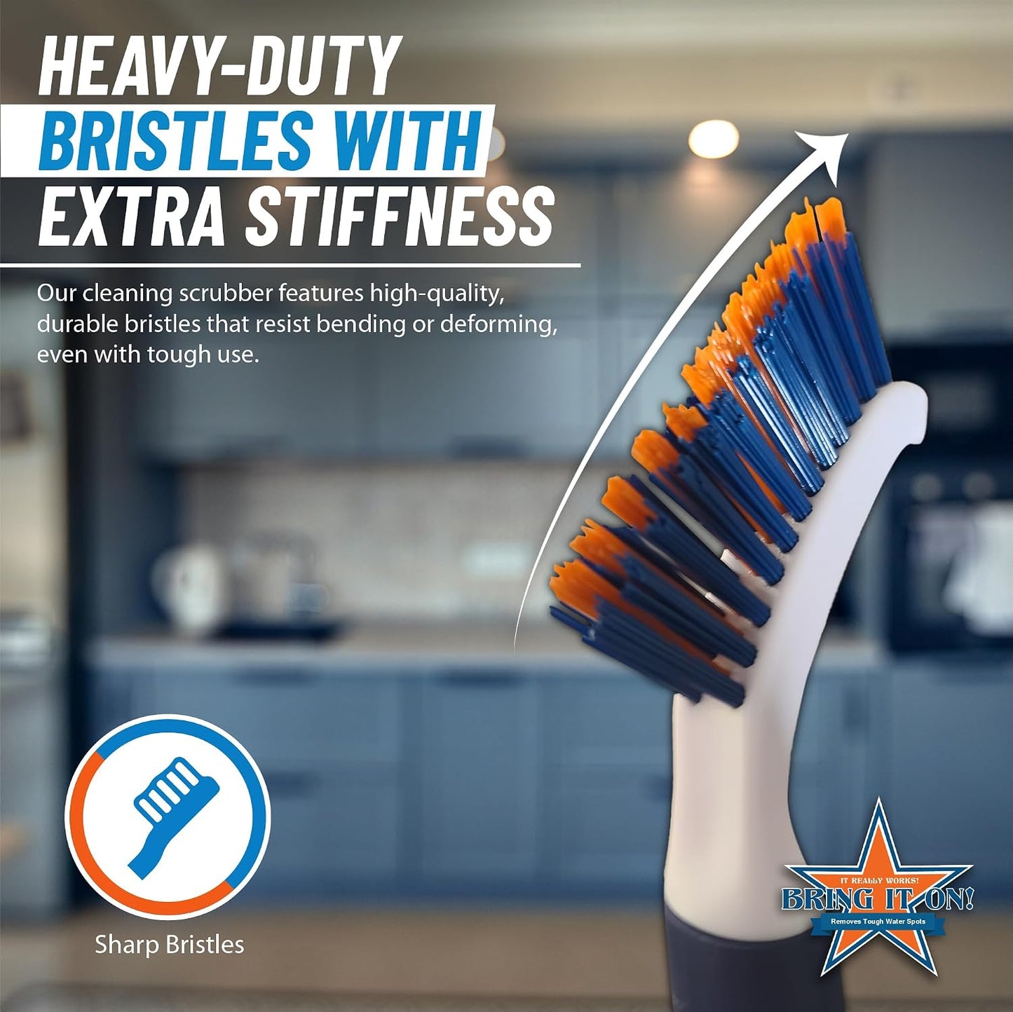 Bring It On Grout Cleaning Brush 2-Pack – Crevice Cleaning Brush with Stiff Nylon Bristles, 8-Inch Heavy-Duty Scrub Brush for Tile, Grout, Shower, Bathroom, Kitchen, Corners & Tight Spaces