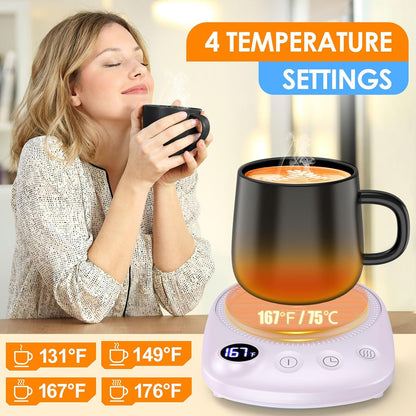 Coffee Mug Warmer - Fastest Heating & Highest Temperature, Coffee Cup Warmer for Desk Auto Shut Off, 4 Temp Settings & 1-12H Timer, Smart Electric Beverage Warmer for Coffee, Tea (Black)