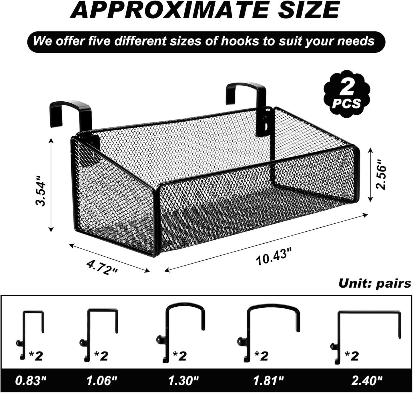 2 Pcs Hanging Bedside Caddy Shelf for Bunk Bed College Dormroom Essentials | with 10 Pairs Hooks, for Back to School Railing Office Cubical Walls Hospital Bed Book Phones Drinks Plan