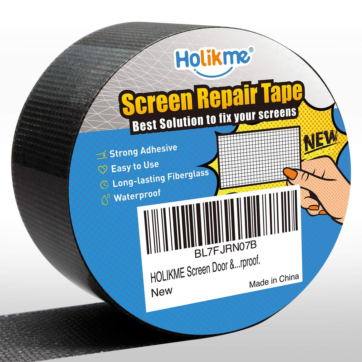 Holikme Window Screen Repair Tape, Door Window Fly Lanai Screen Repair kit Patch Tape Strong Adhesive Long Lasting Fiberglass Covering Wire Mesh Repair Tape Seal for Repair Holes Tears 2"W×80"L, Grey