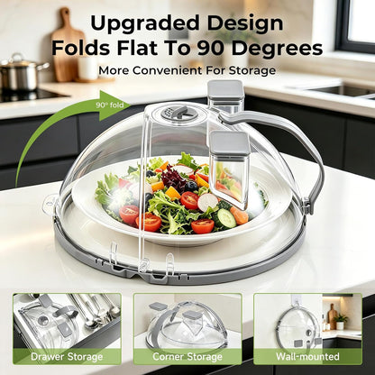 UFORU 10-Inch Foldable Microwave Splatter Cover for Food with Water Steamer | Clear Plate Cover with Handle Helps Contain Food Splatter Guard,Collapses for Compact Drawer or Cabinet Storage,Space-Saving