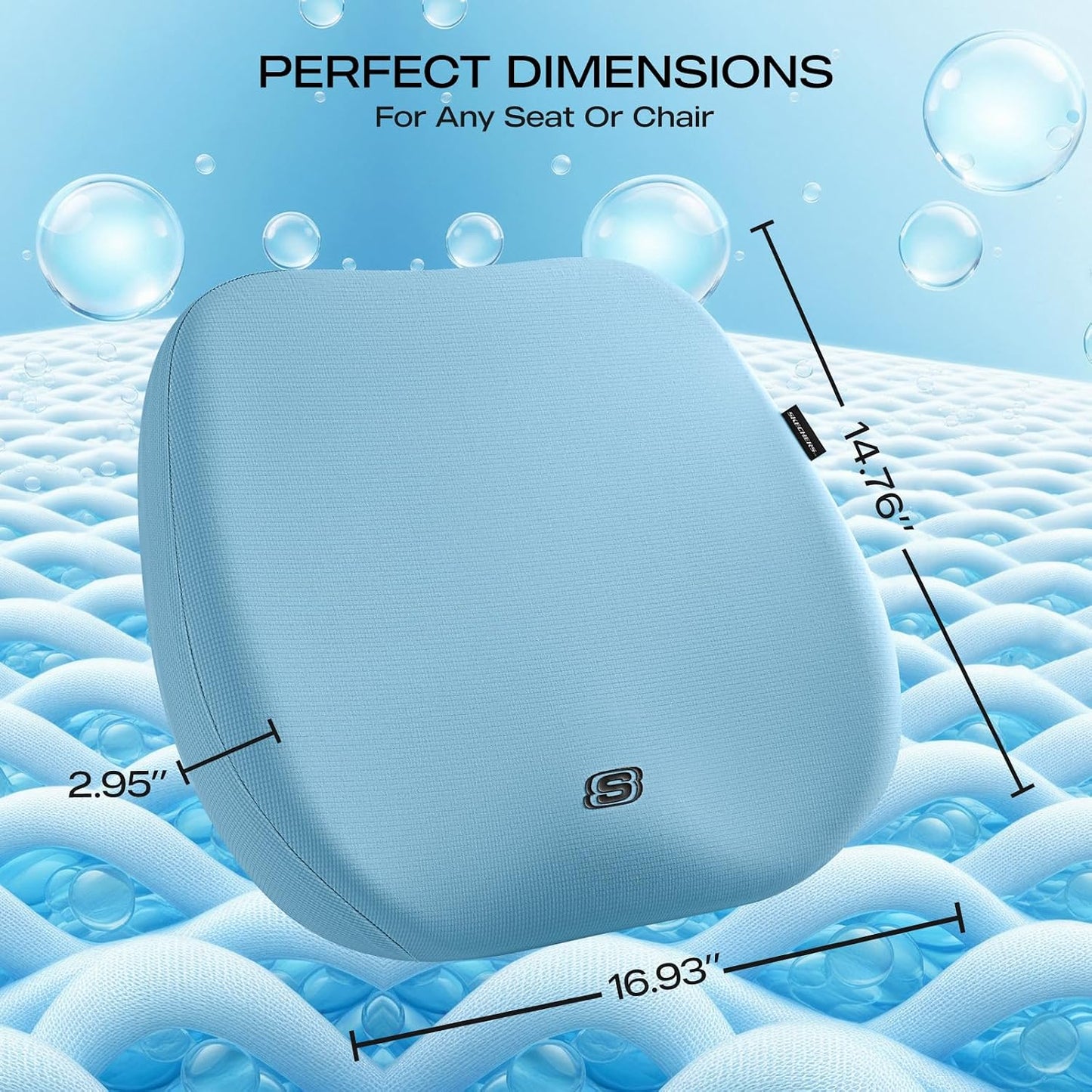Skechers Seat Cushion Premium Gel & Memory Foam-Office Chair Cushion for Tailbone Pain Relief,Butt Pillow for Office Chair,Car seat Cushion,Long Sitting Office Workers,and Car Drivers,Black