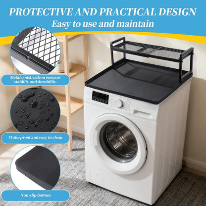 Washer Dryer Countertop with Adjustable Shelf, Expandable Washer and Dryer Countertop with Non-Slip Mat, Universal Fit Large Space Laundry Room Organization(23.6x8.6x7in)