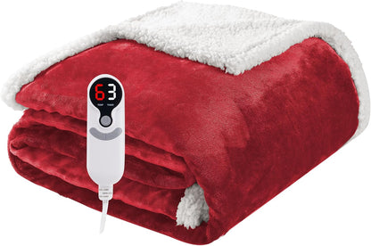 Soypipo Electric Heated Throw Blanket 50"x60", Faux Fur Plush with 4 Heat Settings & 2/4/8/10H Auto Shut-Off, Overheat Protection, Machine Washable, for Office & Chair, Dark Grey