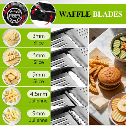 MASTERTOP Mandoline Slicer, 5 in 1 Mandoline Food Slicer, Dishwasher Safe | Stainless Steel Mandoline Slicer, Adjustable Vegetable Slicer for Fruit, Cheese, Send Cut Proof Gloves & Cleaning Brush