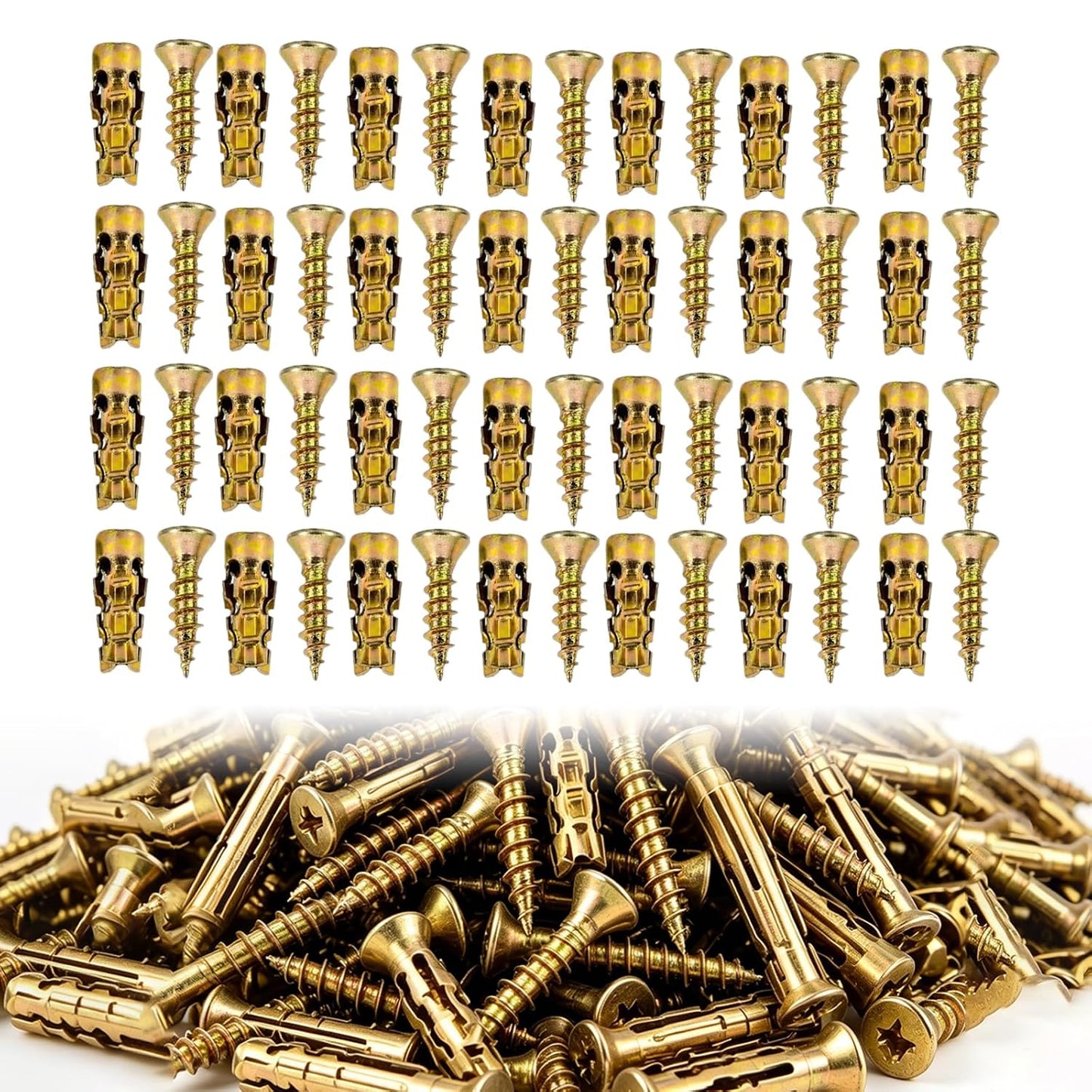 50 Pack 6×14mm Short Expansion Screw Set, Cabinet Hinge Repair Stripped Thread Restoration, Suitable for Tile Stone Wood and More
