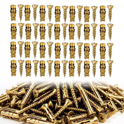 50 Pack 6×14mm Short Expansion Screw Set, Cabinet Hinge Repair Stripped Thread Restoration, Suitable for Tile Stone Wood and More