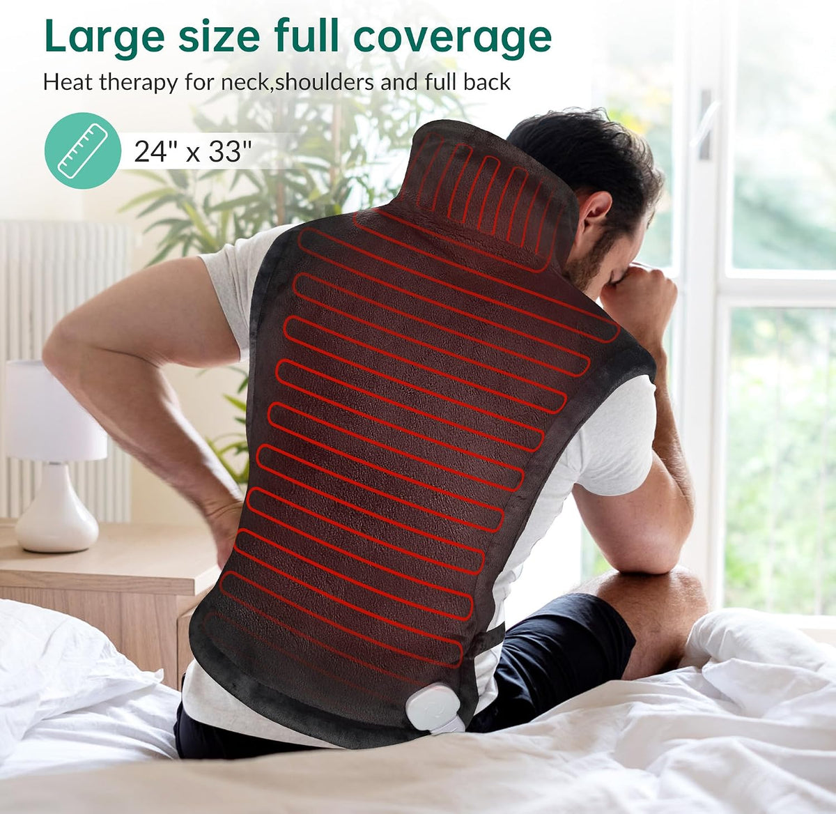 Snailax Heating Pad for Neck & Shoulders and Back, FSA Eligible, 24 x 33 | 6 Heat Settings, 100°F-150°F, 120-Min Auto-Off, Hands-Free Weighted Design, Adjustable Waistband, Machine Washable