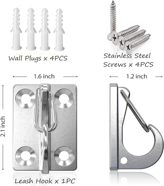 Wall Hooks for Dog Leash, Dog Tie Out Cable Holder for Home and Business | stainless steel wall mounted hook for dog