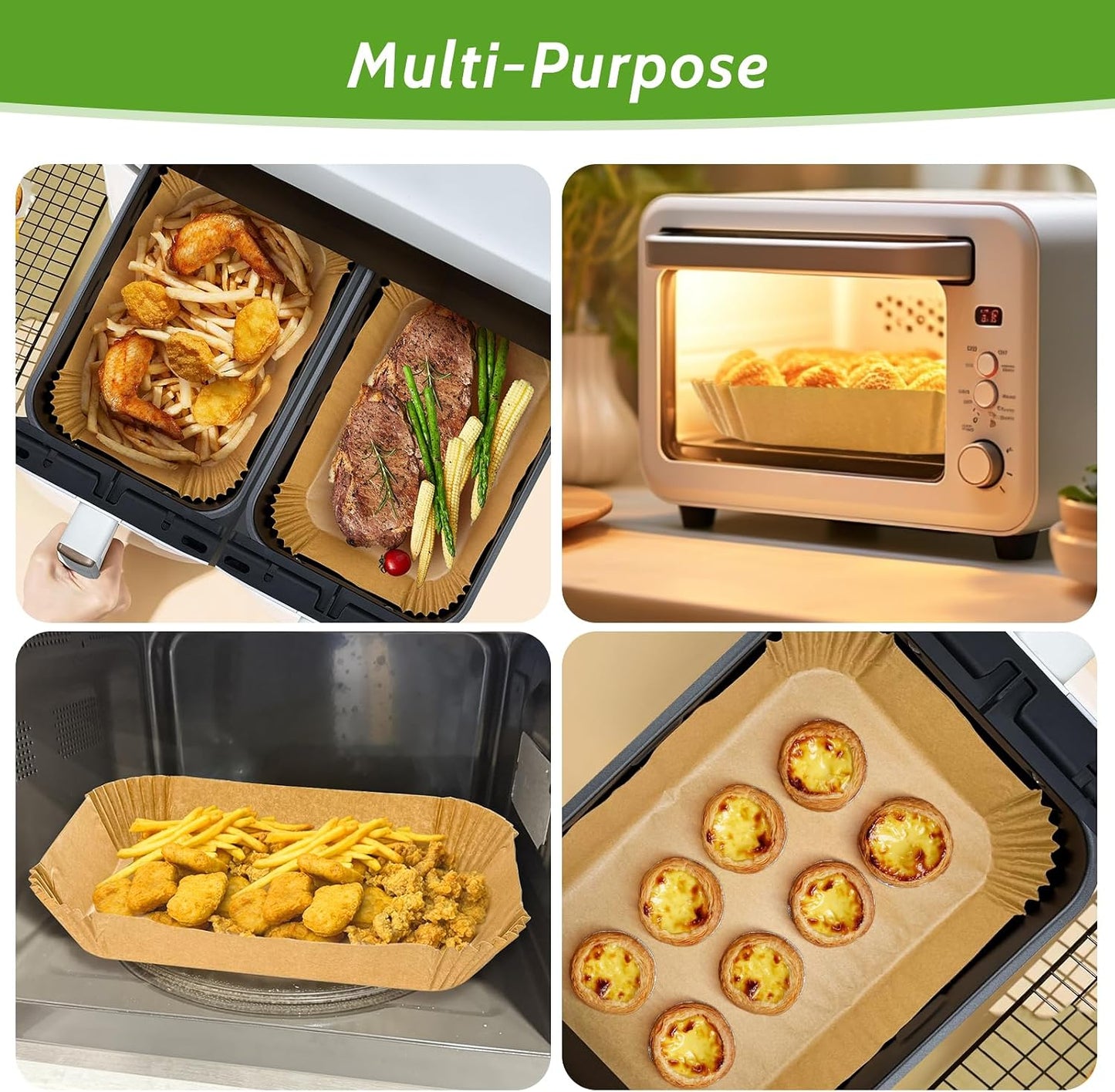 360 Pcs 8” Square Unbleached Heavy Duty Air Fryer Paper Liners Disposable, Non-Stick & Non-Leak Parchment Paper Liners for Airfryer Basket, Deep Fryer Parts & Accessories