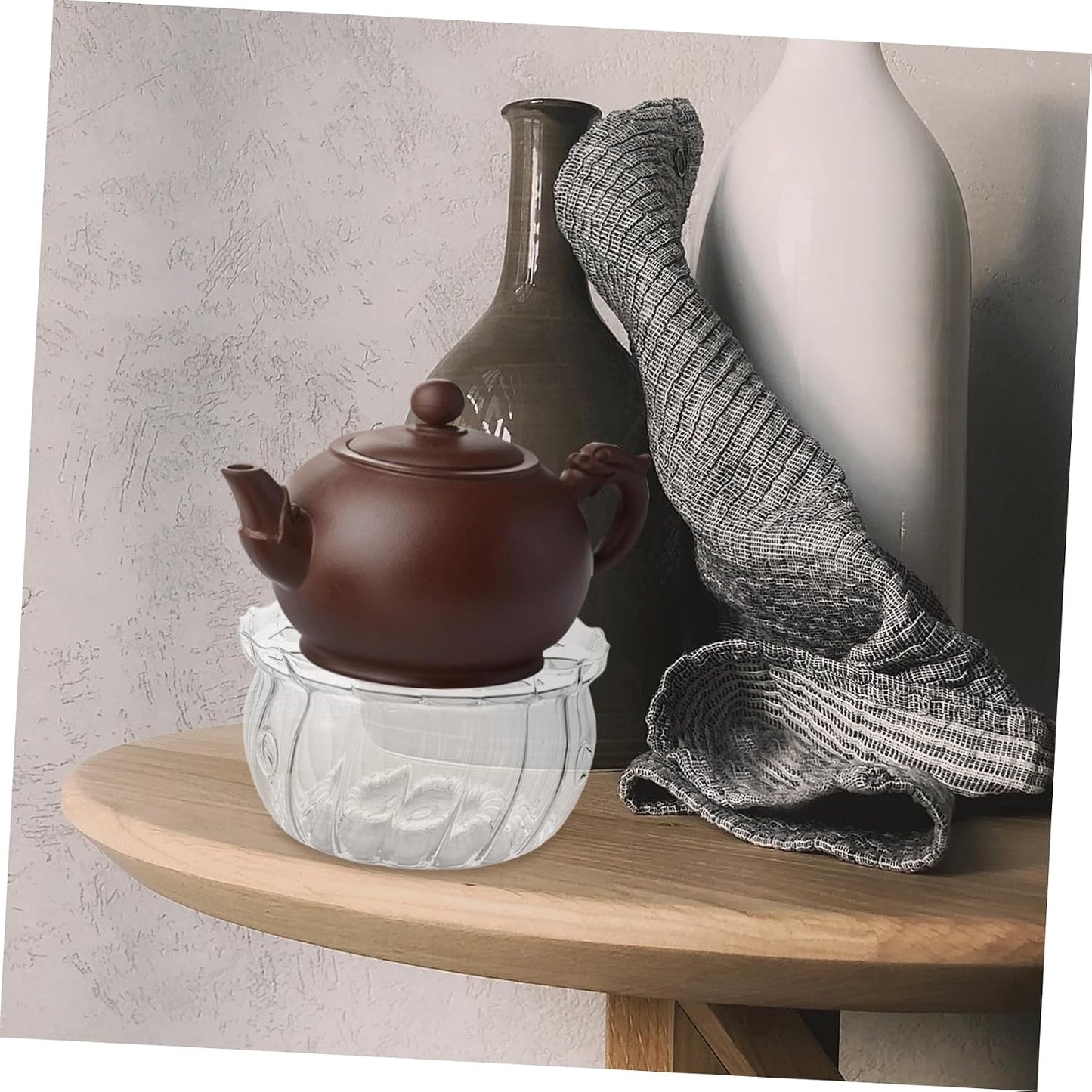 Mobestech Glass Teapot Warmer - Candle Base for Teapots for Tea and Elegant Glass Construction Easy to Clean for Kitchen Use