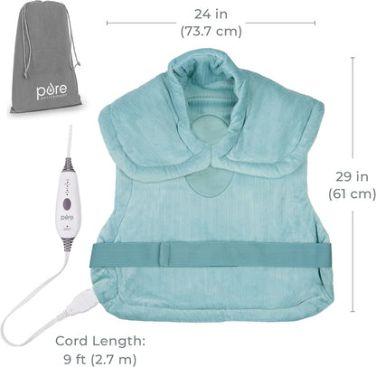 Pure Enrichment PureRelief XL Extra-Long Back & Neck Heating Pad, 4 Settings