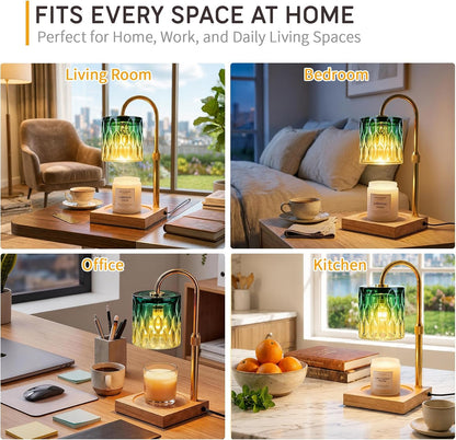 Candle Warmer Lamp with 3 Bulbs, Adjustable Height Dimmable Candle Warmer with Timer, Candle Lamp with Charming Gift Box Ribbon,Birthday Gifts for Women Mom, House Warming Gifts New Home Decor