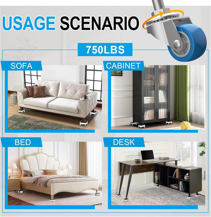 New Upgrade Furniture Sliders: Furniture Movers with Wheels & Groove | Furniture Dolly with 360° Rotatable Wheels - Appliance Roller for Moving Heavy Sofa Bed - Load Capacity Up to 750lb