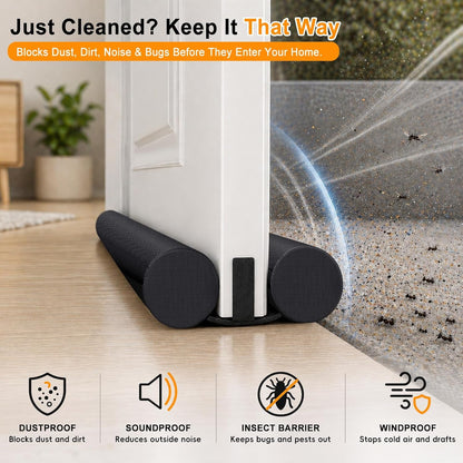 Door Draft Stopper for Bottom of Door, Under Door Draft Blocker with Hook & Loop Fastener, Fits 30–36 Inch Doors, Blocks Cold Air, Dust & Noise