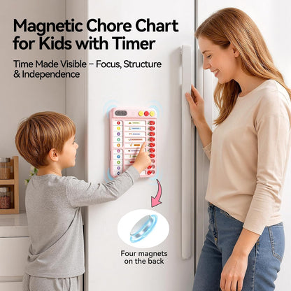 Chore Chart for Kids with Timer, 21 PCS Checklist Magnetic Schedule Board, ADHD Tools with 99-Min Countup/Down Visual Timer, Bedtime/Morning/Daily Routine Chart Dry Erase to Do List with Slider(White)