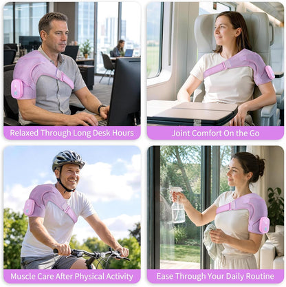 Shoulder Heating Pad with Massage, Rotator Cuff Shoulder Brace for Frozen