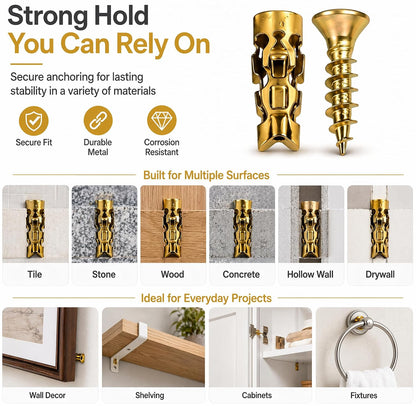 6×14mm Short Expansion Screw Set for Cabinet Hinge Repair & Stripped Thread Restoration Door Hinge, Fits 6mm Drill Holes in Tile Stone Wood 30Set