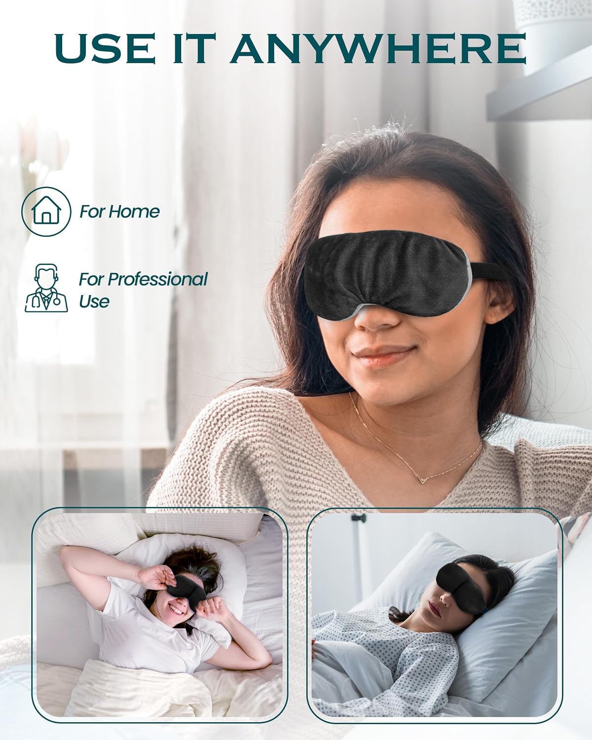 Heated Eye Mask for Dry Eyes, Stye, Blepharitis & Puffiness Relief – Microwavable Warm Compress with Soft Fleece – ThermoDR Reusable Mask for Fatigue, Strain, Sinus & Irritation – Grey