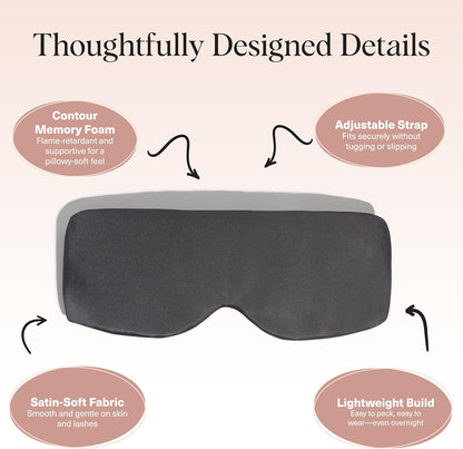 Kitsch Contour Pillow Eye Mask – Softer Than Silk Eye Masks for Sleep, Blindfold Sleep Masks for Women & Men, No Eye Pressure, Lightweight, Eye Care, Travel Essentials - Charcoal