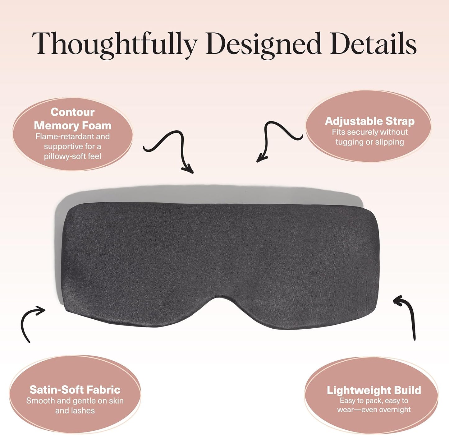 Kitsch Contour Satin Sleep Mask | Eye Masks for Sleep - Blush | Softer Than Silk Sleep Mask, Blindfold Sleep Masks for Women & Men, No Eye Pressure, Lightweight Eye Mask, Travel Essentials