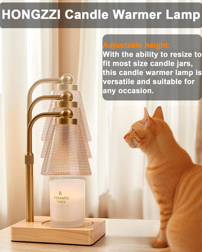 Candle Warmer Lamp with Timer, Dimmable, Adjustable Height, Oval | 2 bulbs included, no flame needed, 1-year warranty, farmhouse or modern decor, for bedroom, kitchen, living room, gifting
