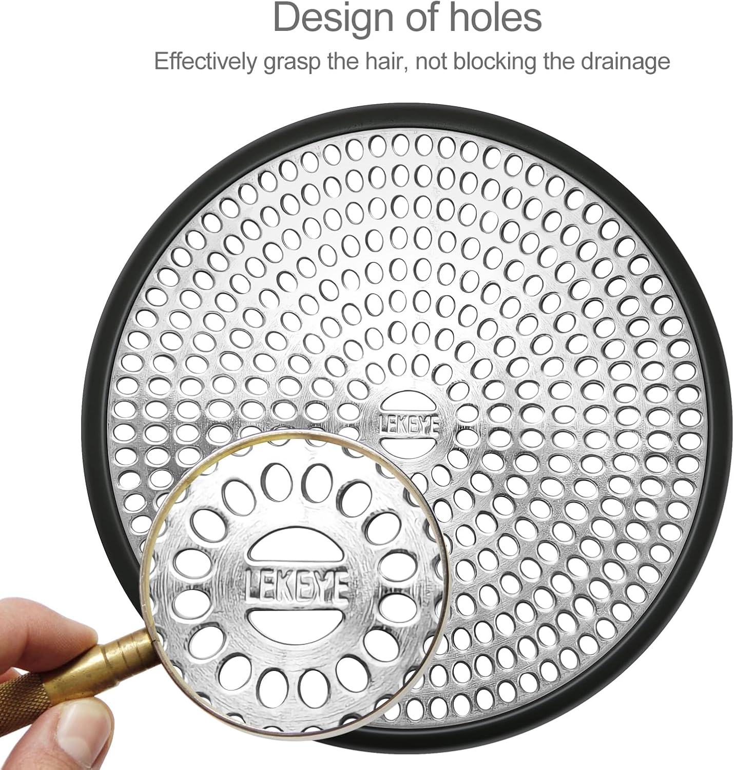 LEKEYE Shower Drain Hair Catcher/Strainer/Stainless Steel and Silicone
