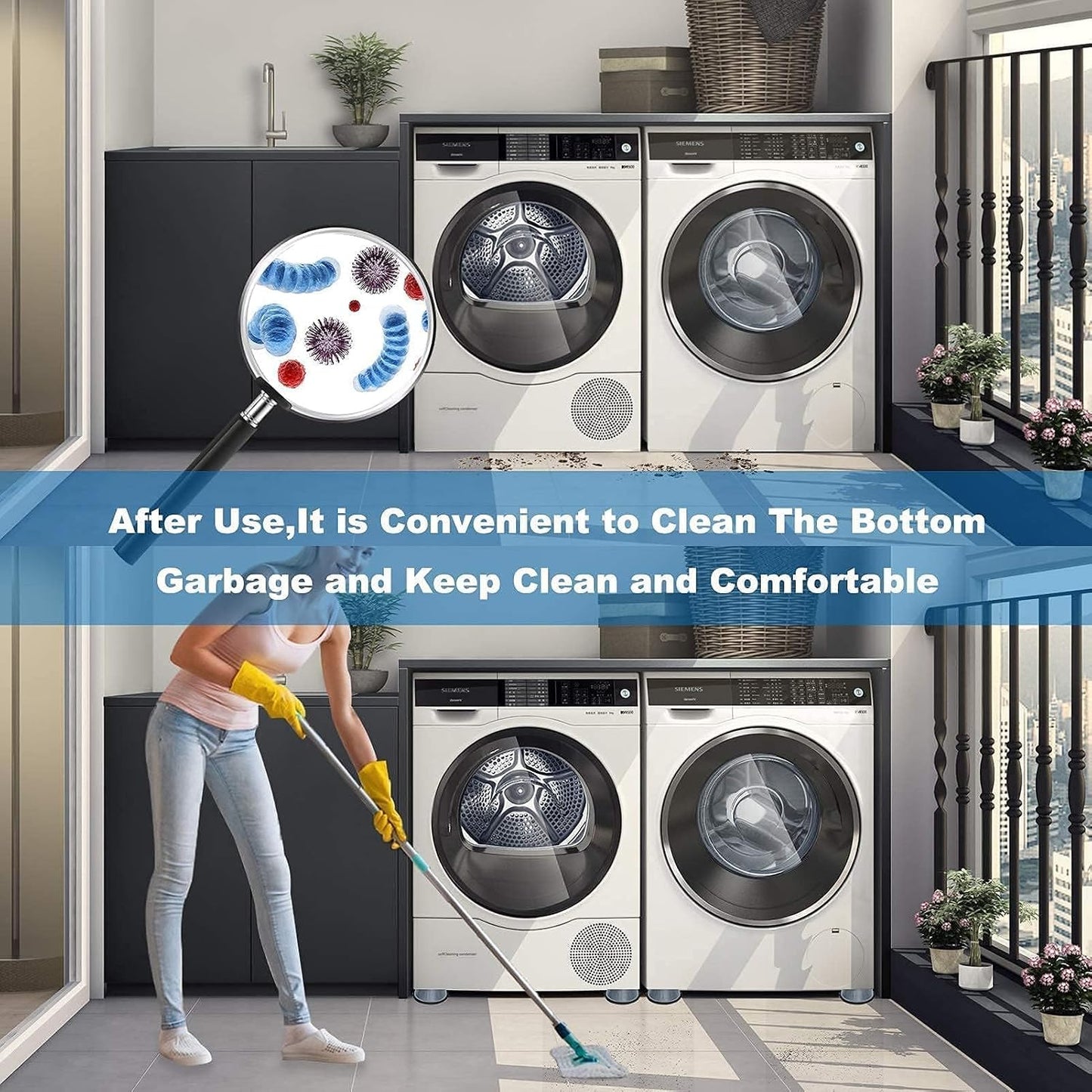 Dadop 4Pcs Anti Vibration Pads for Washing Machine and Dryer Shock and Noise Cancelling Washing Machine Support Prevent Moving Shaking Walking Universal Size