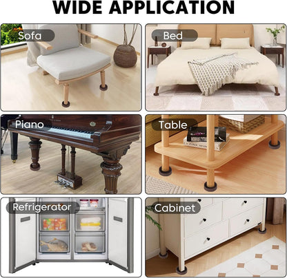 Rubber Non-Slip Furniture Pads, 2"x2" Casters Cup, Round, Brown, 8 PCS | Rubber Feet Floor Protector For Hardwood Floors, Prevent Scratching of The Floor, For Bed Sofa Table and Chair, Stopper