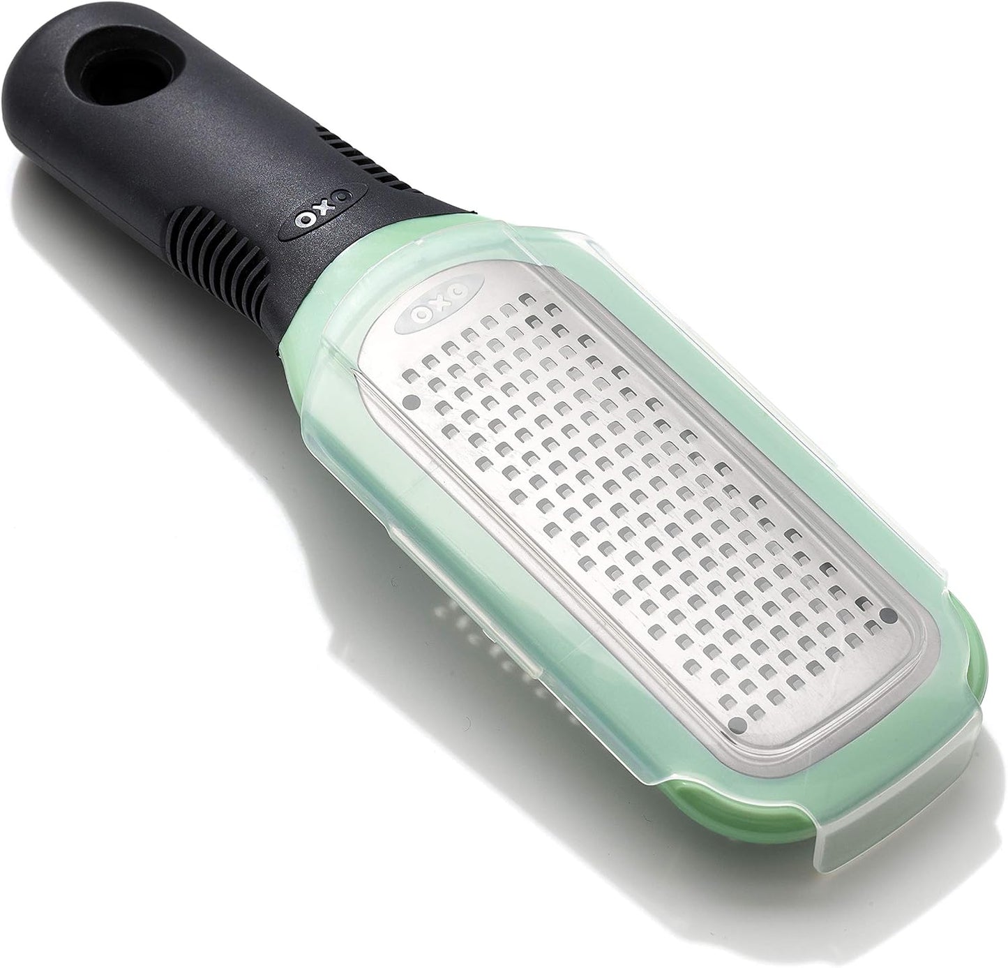OXO Good Grips Etched Coarse Grater with Handle, Orange | Coarse Kitchen Grater, Sharp Etched Teeth, Non-Slip Handle, Hard Cheese, Vegetables, Chocolate, Easy Grip