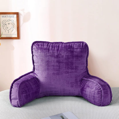 DIY Assembly Art Velvet Backrest Reading Bed Rest Pillow with Arms & Pockets, 18" H for Sitting in Bed Couch Sofa, Back Support Cushion with Removable Cover, 20"x18"x17", Aqua