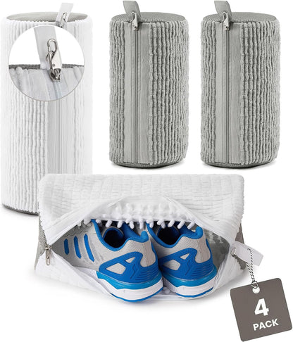 4 PCs Shoe Washing Machine Bag, Upgraded Lock-Zipper Design, 360° Deep Clean for Sneakers, Tennis Shoes and Slippers, Quiet Shoe Laundry Bag for Washer and Dryer (4 PACK)
