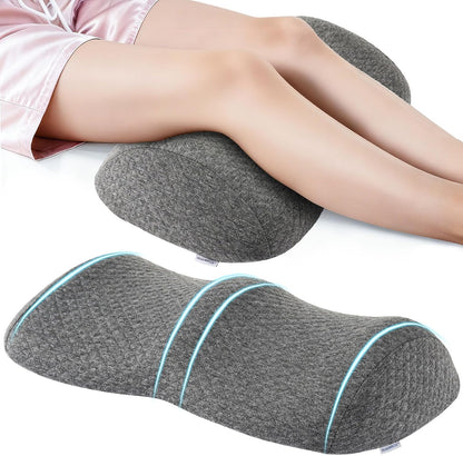 Ergonomic Knee-contouring Wedge Pillow for Back Sleeping, Memory Foam Bolster Leg Pillow for Muscle Relaxation, Sleep Improvement, Knee Support, Leg Elevation, Skin-friendly Air-Layer Fiber(Dark Grey)