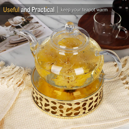 Teapot Warmer, Stainless Steel Tea Warmer with Candle Holder, Candle Heater for Heating Tea, Coffee and Milk, Universal Teapot Heater