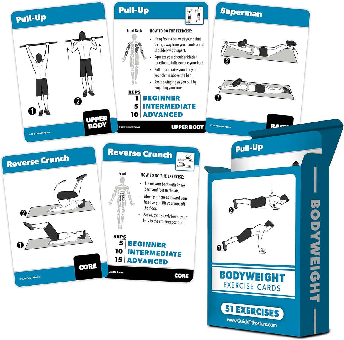 3 Pack - Exercise Cards - Yoga Poses Volume 1 & 2 + Bodyweight Exercises - Yoga Positions and Body Weight Workout Fitness Cards - 2.5" x 3.5"