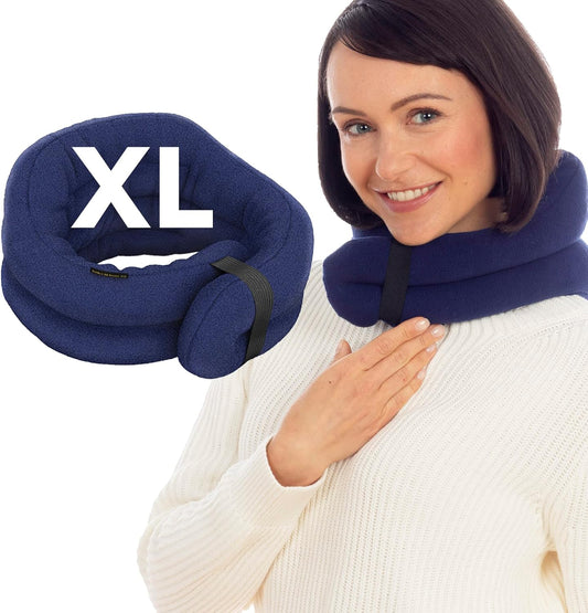 SunnyBay Microwave Heating Pad, Microwavable Heated Neck and Shoulder Wrap, Hands-Free Weighted Moist Hot or Cool Pack, Flaxseed Filling, 26 Inch Length, Navy