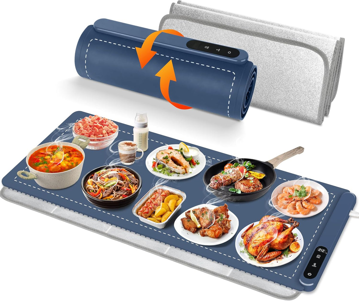 Warming Mat for Food,36"x16" Large Food Warmer Mats for Countertop (Gray)