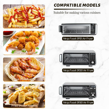 WMKGG Silicone Air Fryer Liners, 2PCS Air Fryer Silicone Liners | Reusable Rectangular Non-Stick Basket Accessories for Ninja Foodi Dual DZ201/DZ401 8-10QT