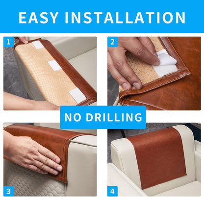 Non Slip Recliner Headrest Protector Washable Faux Leather Headrest Covers for Recliner Chair Waterproof Couch Head Rest Covers for Sofa,Furniture,Office Chair,Theater Seat