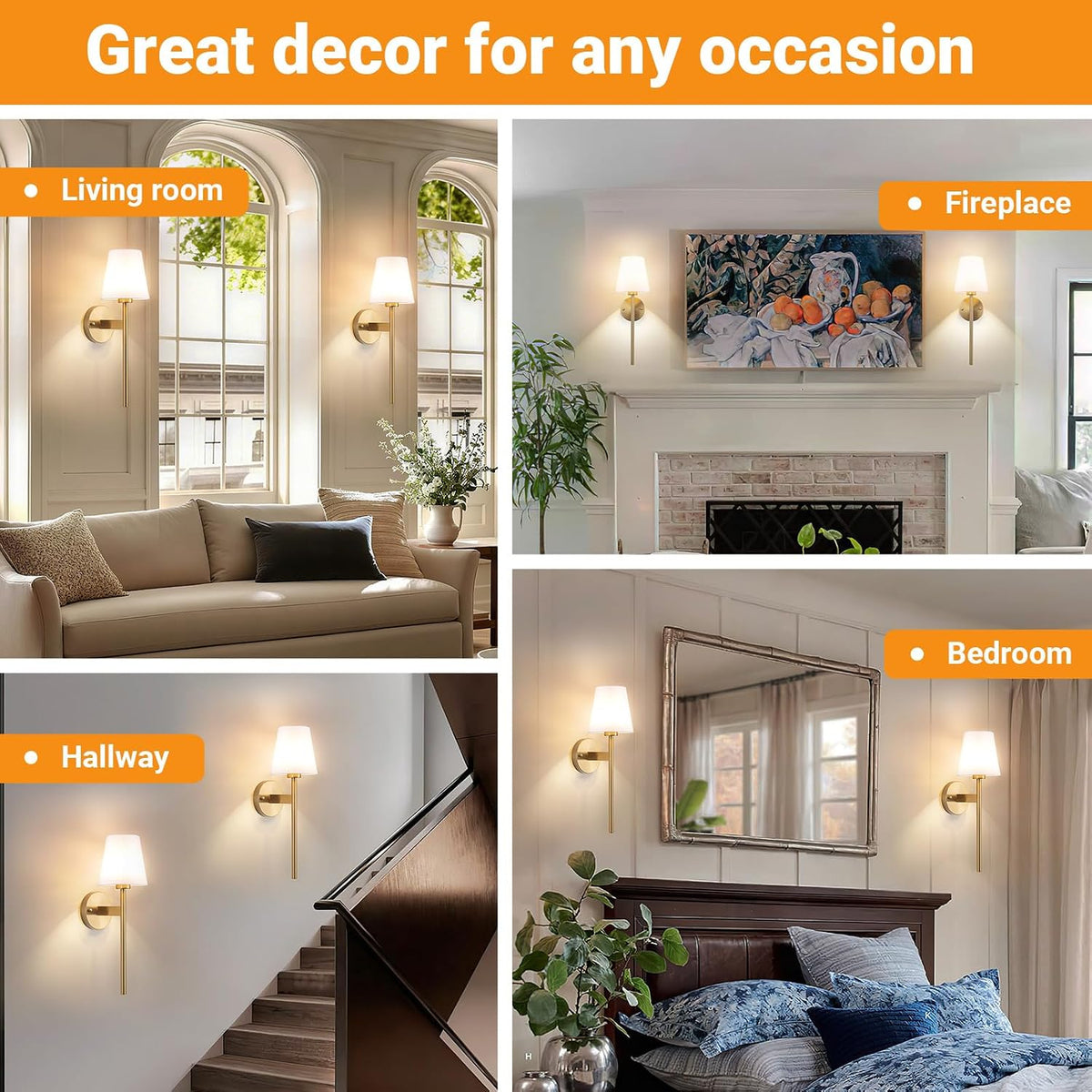Nekhung Battery Operated Wall Sconce, Peel and Stick Sconces Set of 2