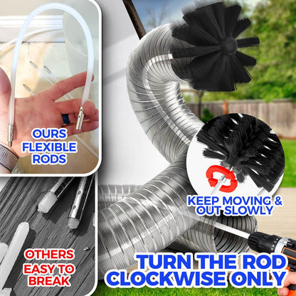 Holikme 35FT Dryer Vent Cleaner Kit 58Pcs - Lint Remover Brush Vacuum Tools | Dryer Vent Brush Kit, Omnidirectional Lint Vacuum Attachment & Lint Trap Brush Clean Hard-to-Reach Areas, Remove Hidden Lint