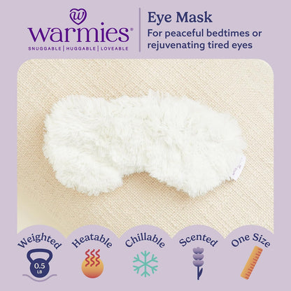 warmies Microwavable Eye Mask for Warmth & Comfort - Heating & Cooling Compress for Calming Relaxation - Weighted & Heated Eye Mask with Scented Lavender for Sleeping - Snowy