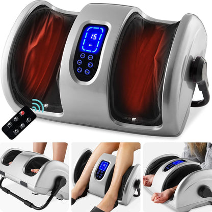 Best Choice Products Shiatsu Foot Massager with Heat for Plantar Fasciitis & Neuropathy, Kneading Foot & Calf Massager with Remote, 360° Adjustable Handle, Rolling & Compression Massage - Navy