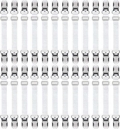 Boao 24 Pcs Bed Sheet Clips Straps Heavy Duty Adjustable Fasteners Elastic Fitted Bed Holder Mattress Corner Sheet Fasteners for Home Room Couch Supplies(White,8-12inch)
