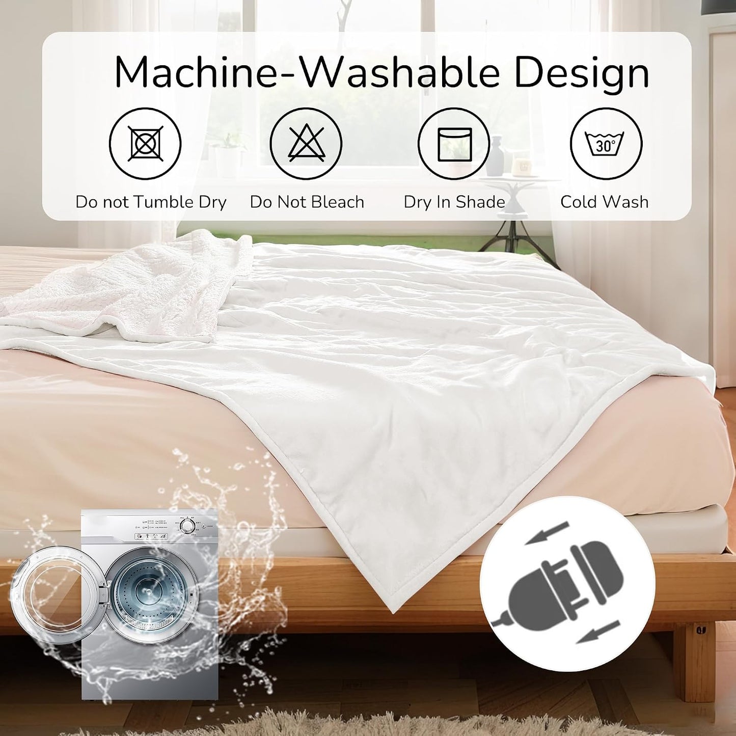 Electric Heated Blanket Full Size 72"x84" – Light Gray | ETL for Safe Overnight, 4 Heat Settings & 10H Auto Off, Dual-Sided Microplush Sherpa for Home Night, Machine washable