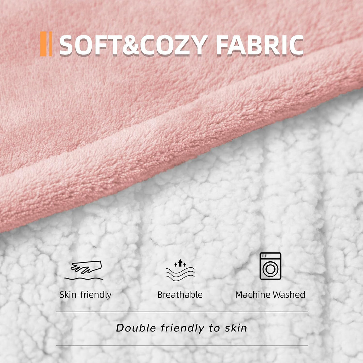 Heated Blanket 50x60”, 3 Hours Auto-Off Electric Blanket, Grey