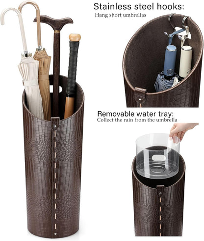 Tall Umbrella Holder White That won't Tip Over and Removable Drip Water Tray Modern Farmhouse Home Decor Umbrella Bucket Rack Can Storage 10 Different Sizes of Golf Umbrellas Canes etc