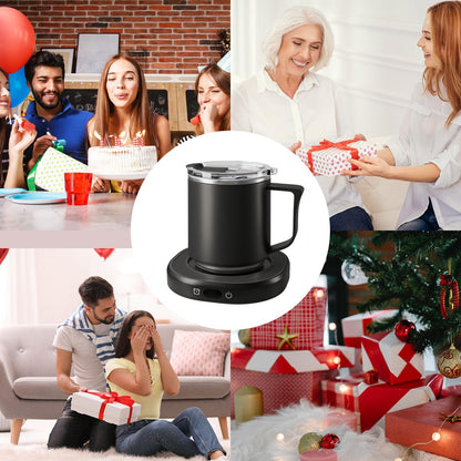 Coffee Mug Warmer + Mug Set, Cup Warmer for Desk, Candle Warmer with Timer | Electric Beverage Milk Tea Hot Drinks Warmer, 4 Temp Setting, 8H Auto Shut off Timer, Home Office Birthday Present